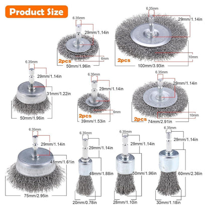 JIZZU Drahtbürste Set 13-teilig für Bohrmaschine und