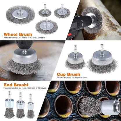 JIZZU Drahtbürste Set 13-teilig für Bohrmaschine und