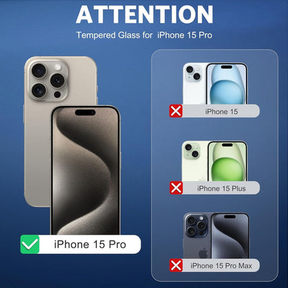 iPhone 15 Pro Panzer Schutzglas 9H Härte HD-Klar 6,1 Zoll