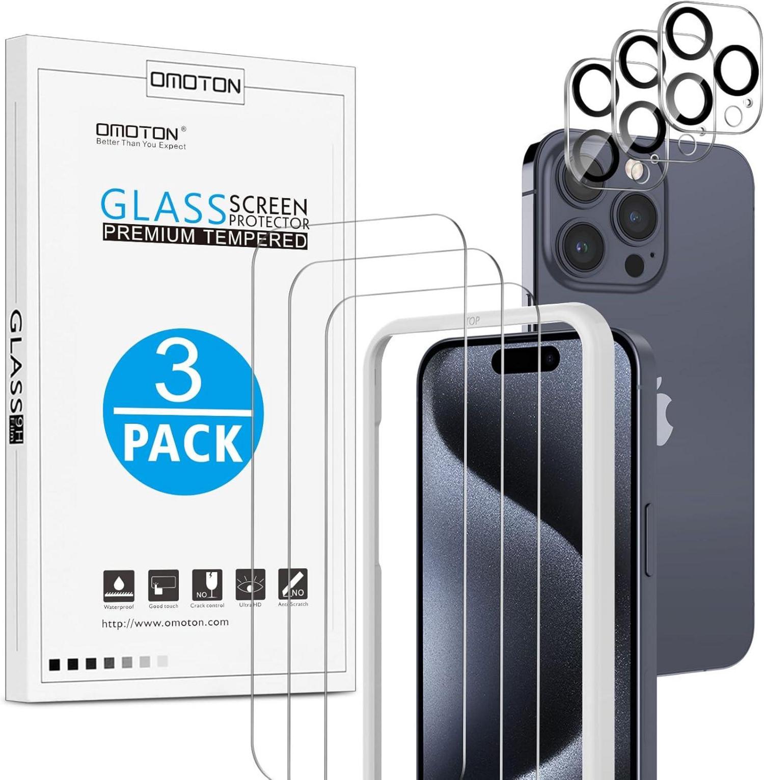 Panzer Schutzglas für iPhone 15 Pro Max mit Rahmen-Installationshilfe