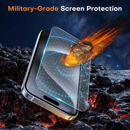 Panzer Schutzglas für iPhone 15 Pro Max mit Rahmen-Installationshilfe