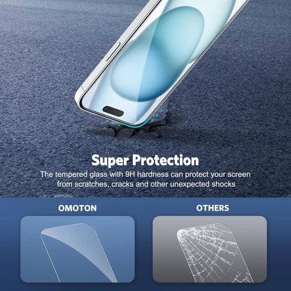 OMOTON iPhone 15 Panzer Schutzglas 6,1 Zoll 3+3 Stück
