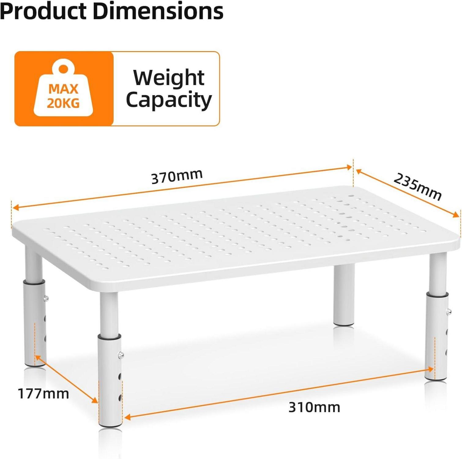 Monitorständer Weiß Höhenverstellbar Gitterlochplattform 20kg CPU