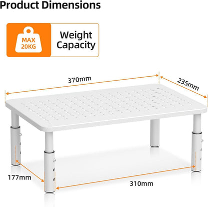 Monitorständer Weiß Höhenverstellbar Gitterlochplattform 20kg CPU