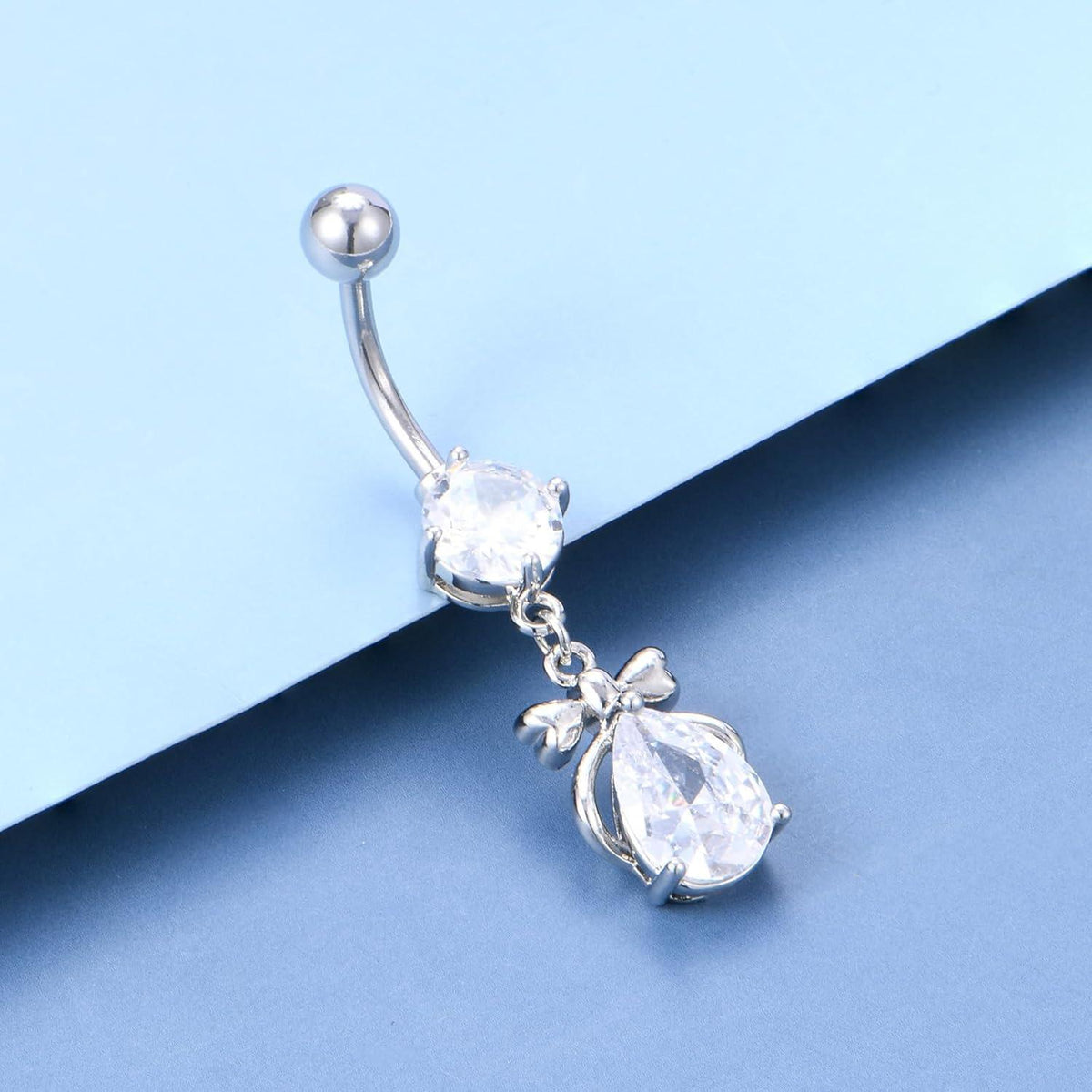 3er Set Bauchnabelpiercing 10mm 14G Chirurgenstahl Herz Banane