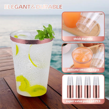 Hejo 60 Stück 360ml Plastikbecher Weingläser Trinkbecher Party Cocktail