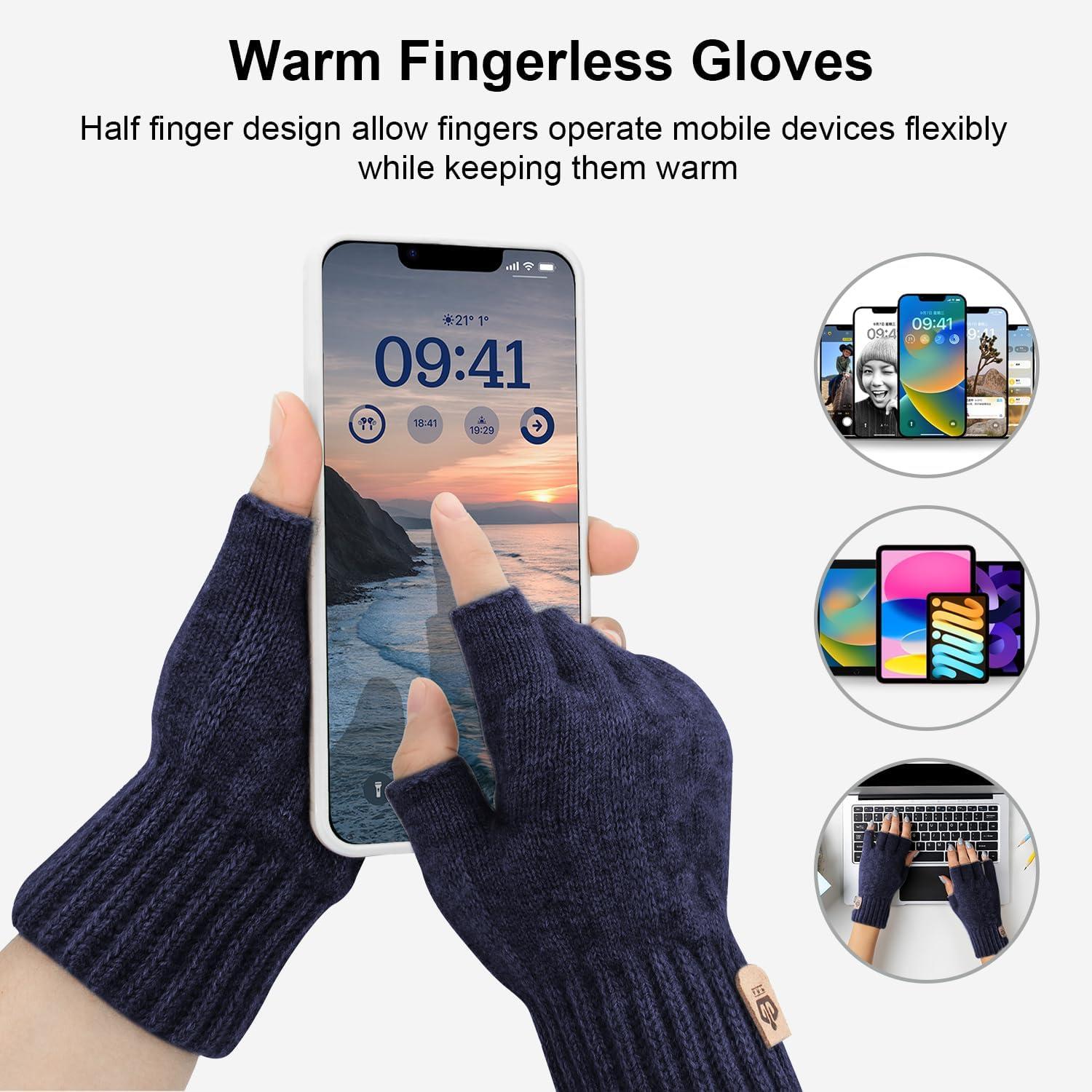 Thermische Fingerlose Handschuhe Wolle Acryl Winter