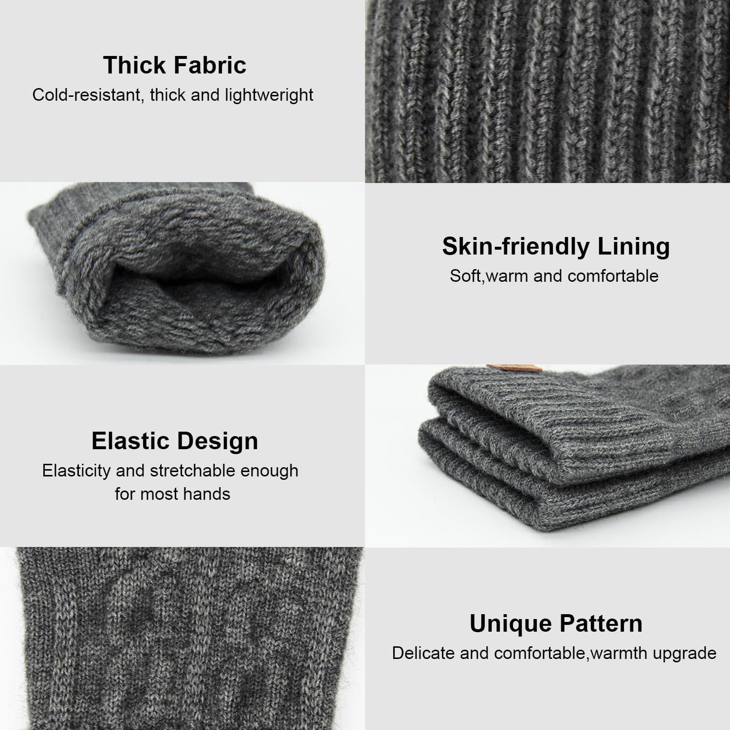 ARFNKIM Thermische Fingerlose Handschuhe Winter Skifahren Radfahren Grey
