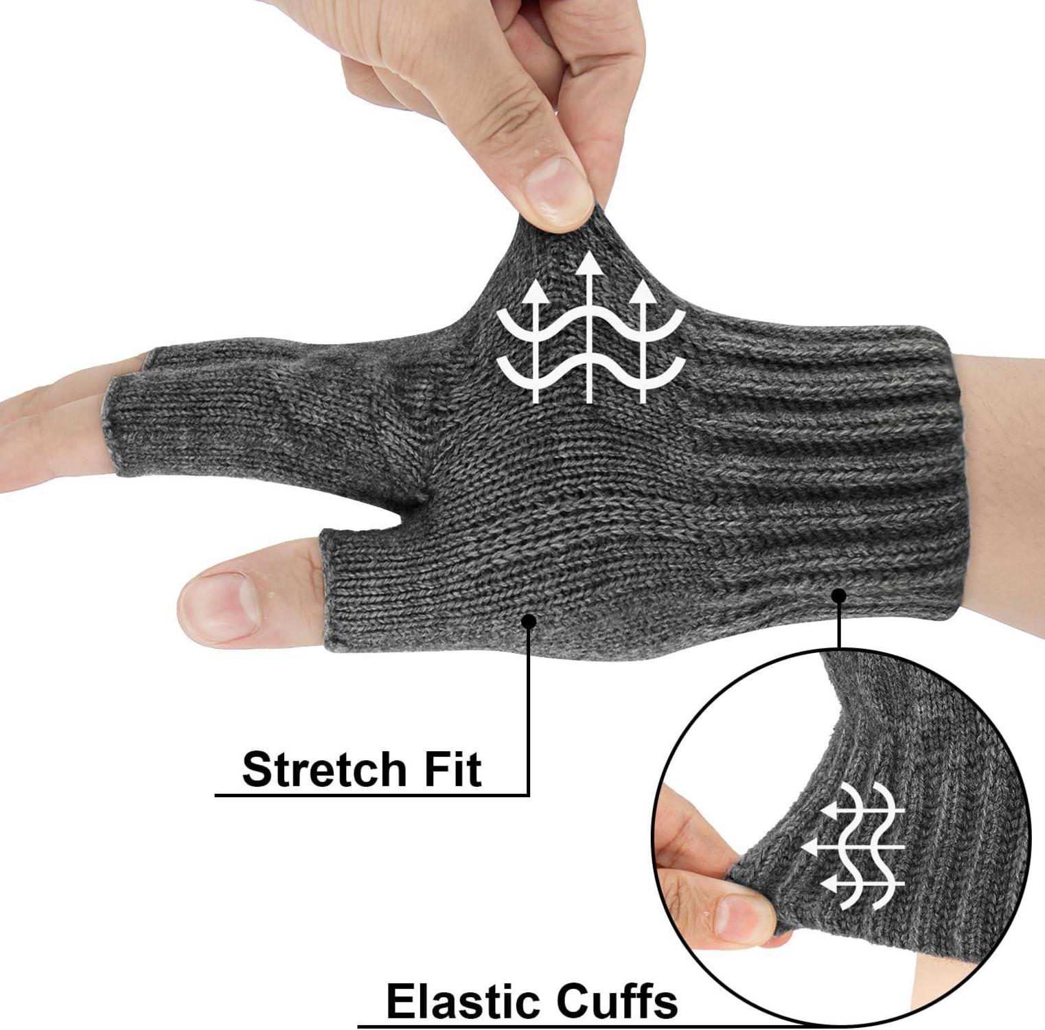 Thermische Fingerlose Handschuhe für Damen und Herren - Strick