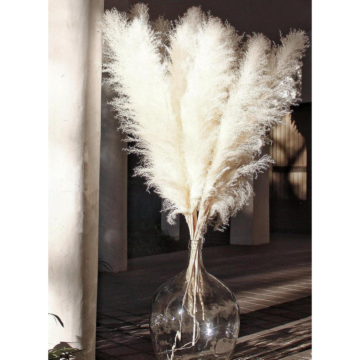 10x Großes Pampasgras Deko 115cm Beige für Boho Wohnzimmer