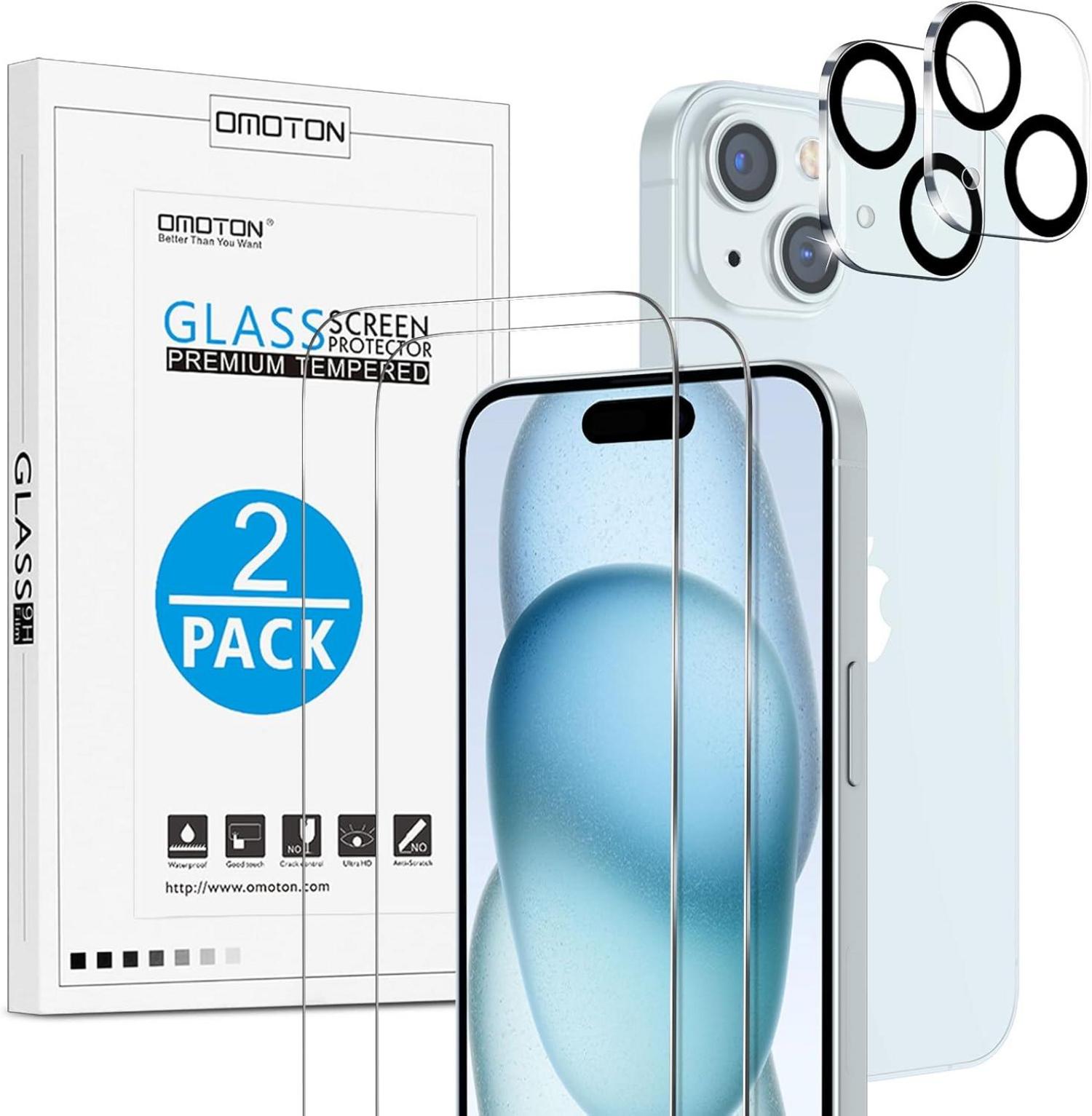 Panzer Schutzglas und Kameraschutz für iPhone 15, 9H