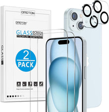 Panzer Schutzglas und Kameraschutz für iPhone 15, 9H