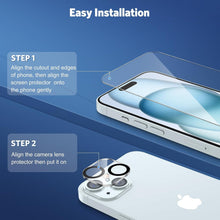 OMOTON iPhone 15 Panzer Schutzglas Kamerafolie 9H 4er Set