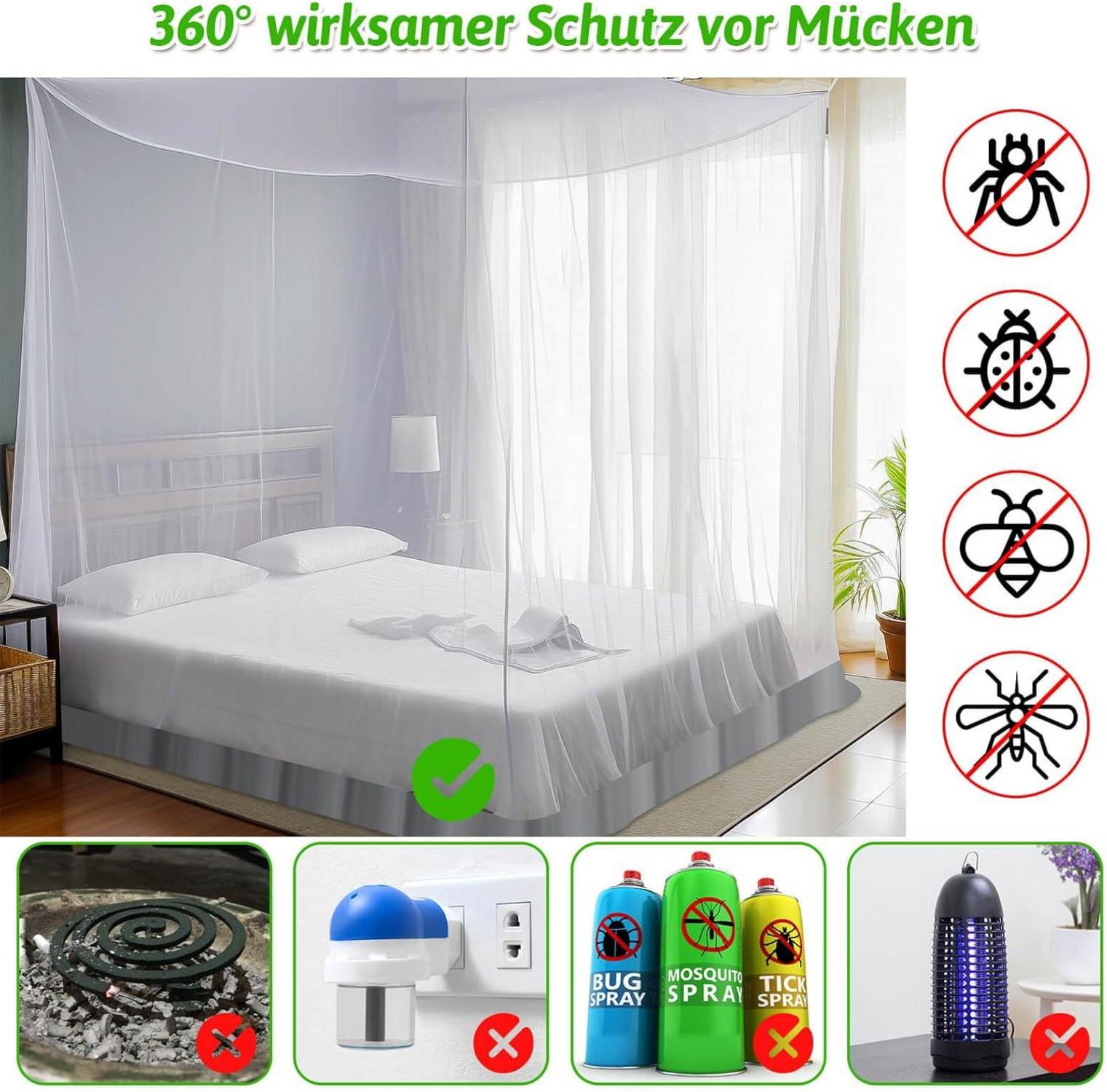VEVOQIM Moskitonetz XXL für Bett Doppelbett Einzelbett Outdoor 190x200