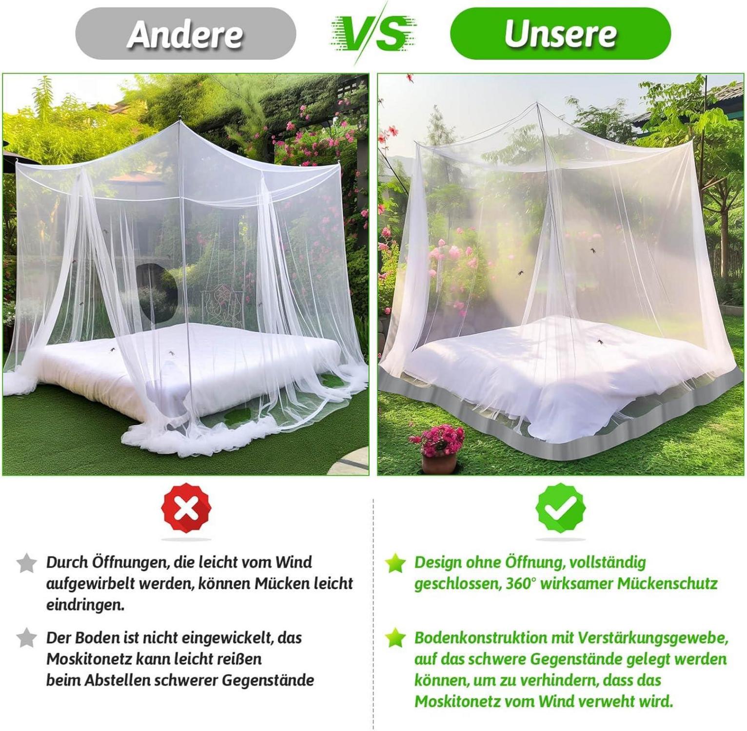 Extra großes Moskitonetz für Doppelbett Einzelbett Outdoor 190x200