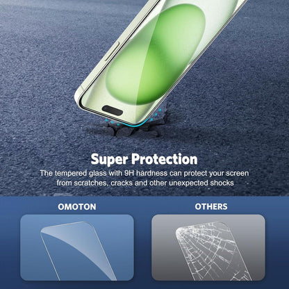 OMOTON iPhone 15 Plus Panzer Schutzglas mit Rahmen - Kamera Schutzfolie - 6.7 Zoll