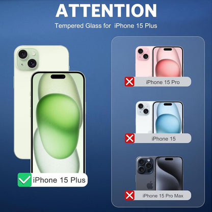 Panzer Schutz Glas iPhone 15 Plus Kamerafolie 3+3 Stück HD 9H