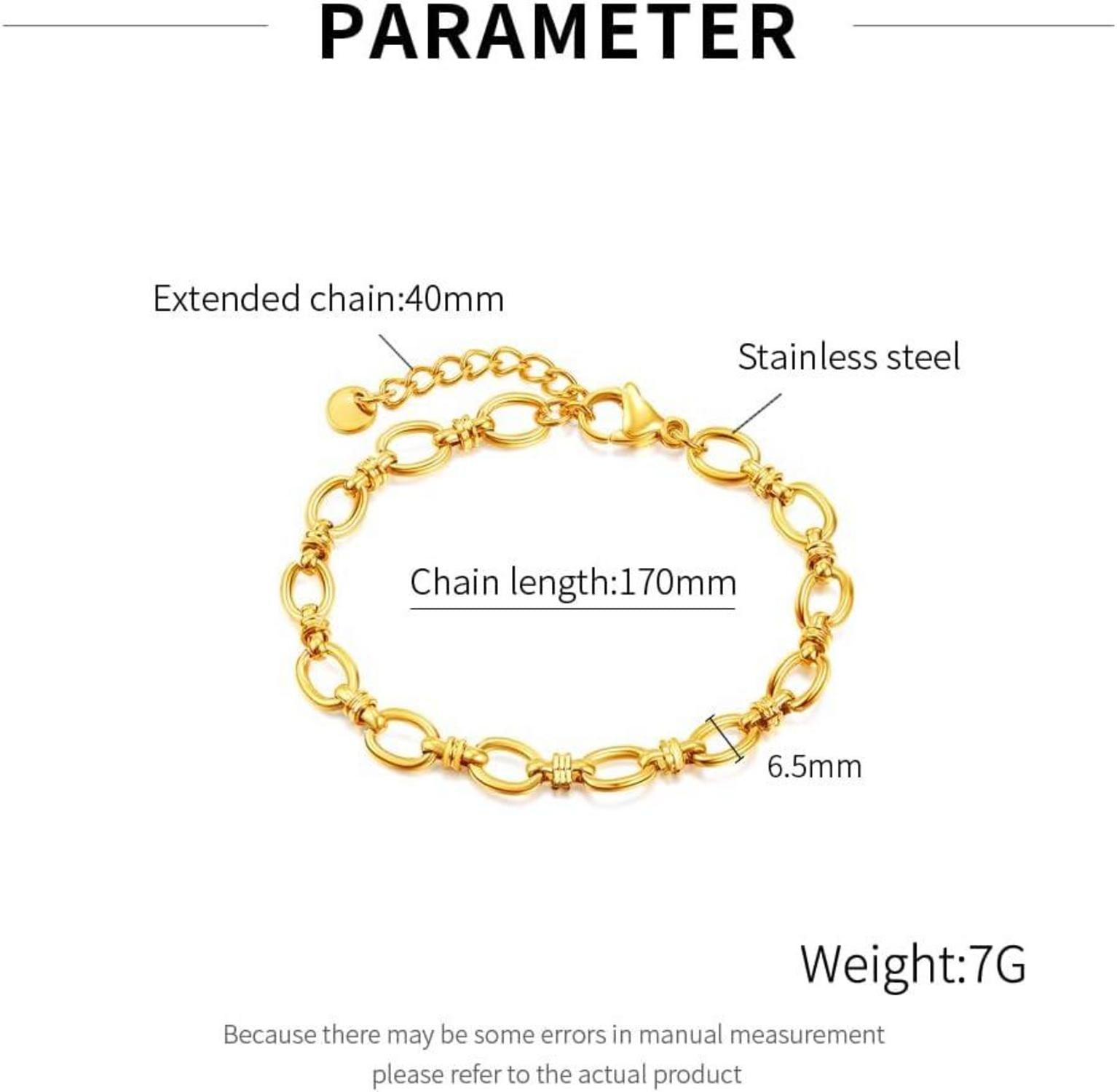 OSTAN Damen Edelstahl Gliederarmband Silber Gold 17+4cm Antiallergisch
