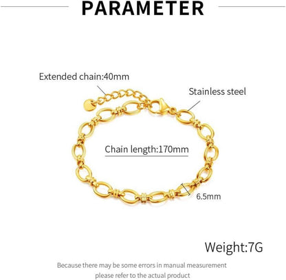 OSTAN Damen Edelstahl Gliederarmband Silber Gold 17+4cm Antiallergisch