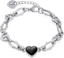Damen Edelstahl Armband Herz Gliederkette Gold Glänzend 316l 21cm