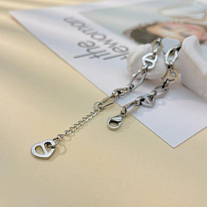 OSTAN Damen Edelstahl Armband mit Herz Anhänger und Gliederkette Gold
