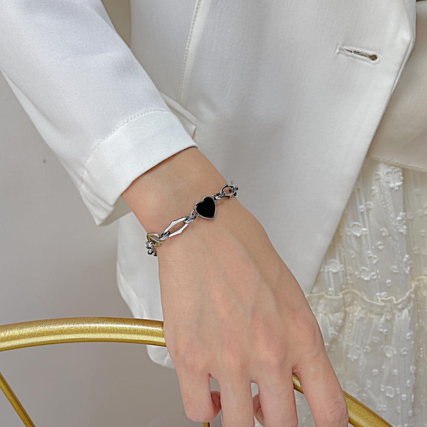 Damen Armband Herz Gliederkette Edelstahl Gold