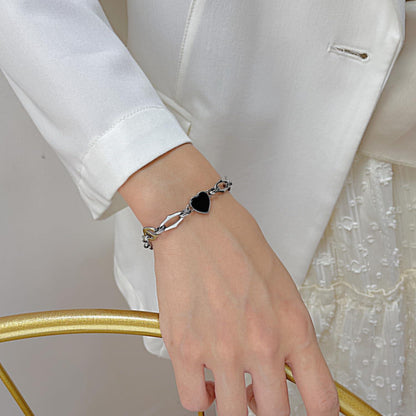 Damen Armband Herz Gliederkette Edelstahl Gold