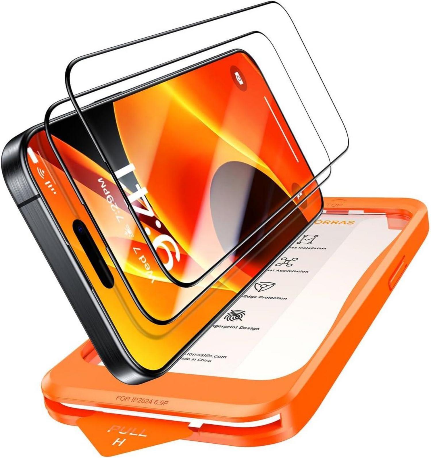 Panzerfolie 9H Schutzglas für iPhone 14 Pro 2er Pack