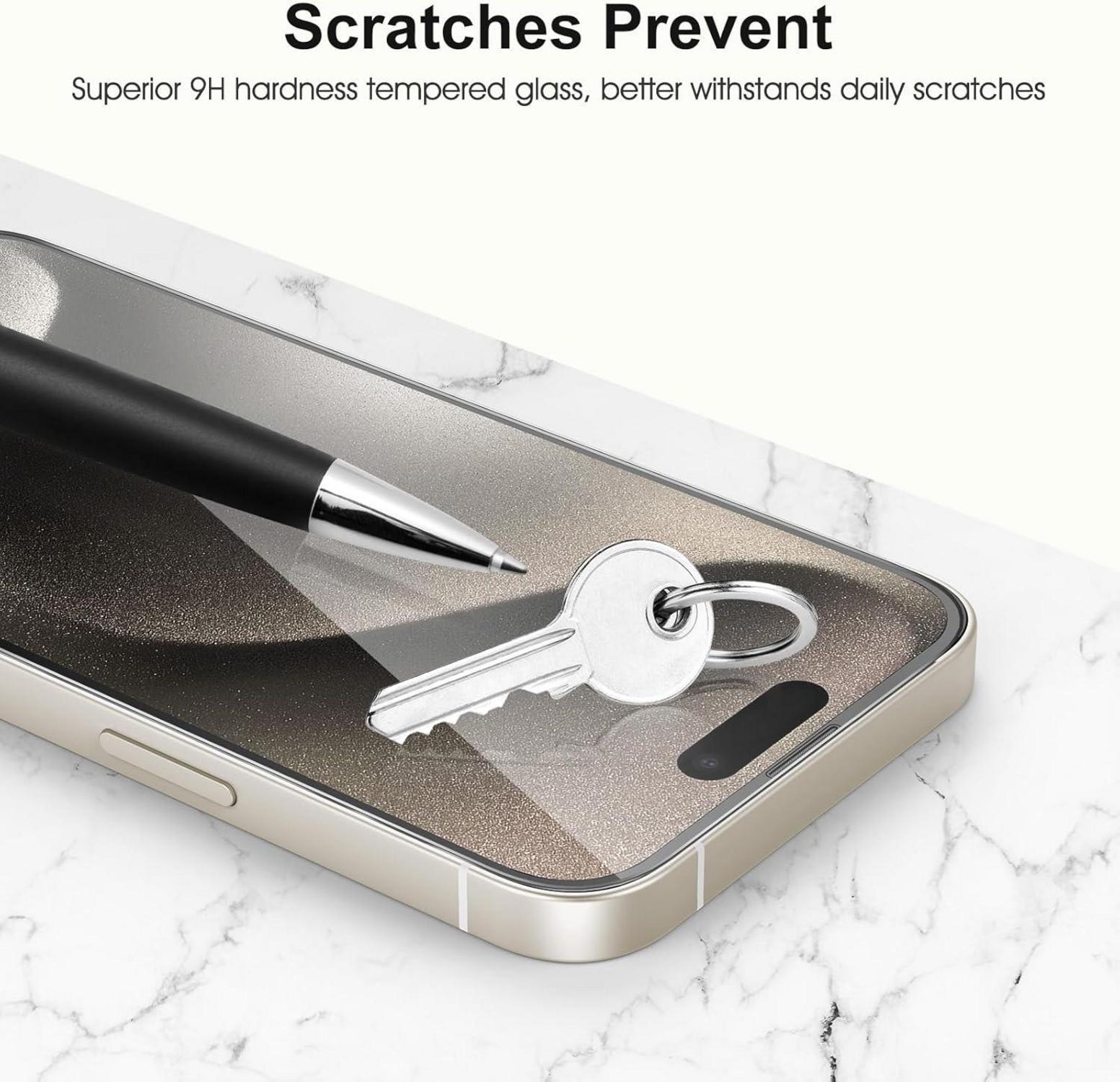 iPhone 15 Pro Schutzfolie 9H Härte Panzerglas Kameraschutz 2x Ultra-klar