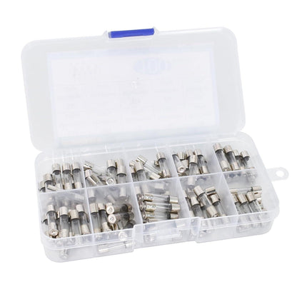 100x Glassicherungen Set 5x20mm 250V Schnellschlag 0,2A-15A Sortiment in Kunststoffbox