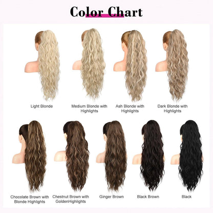 Long Beach Gewellte Pferdeschwanz-Verlängerung – Mittelblond mit Highlights