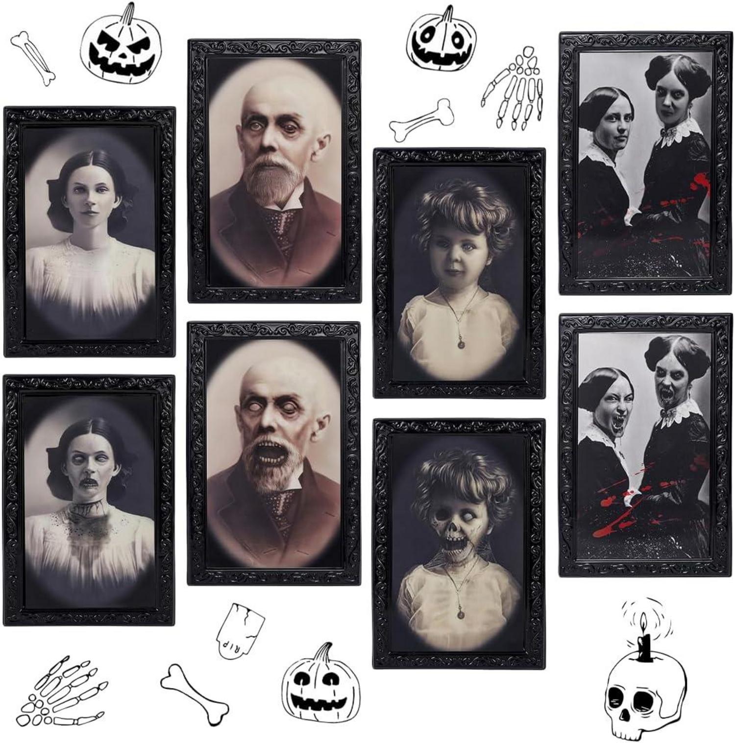 Halloween Bilderrahmen Horror Deko 3D Beweglich 4 Stück