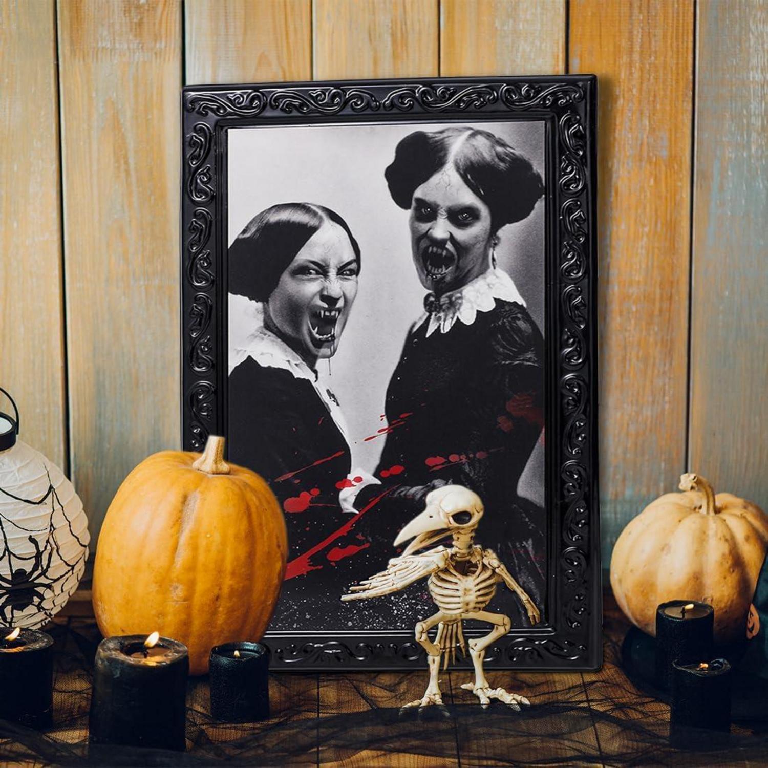 Halloween Deko Bilderrahmen 4 Stück Horror Bilder 3D Wechselndes