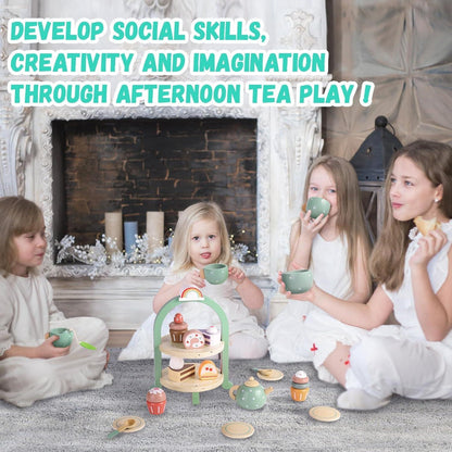 GAGAKU Teeservice Kinder Holz Teeparty Spielküche Zubehör