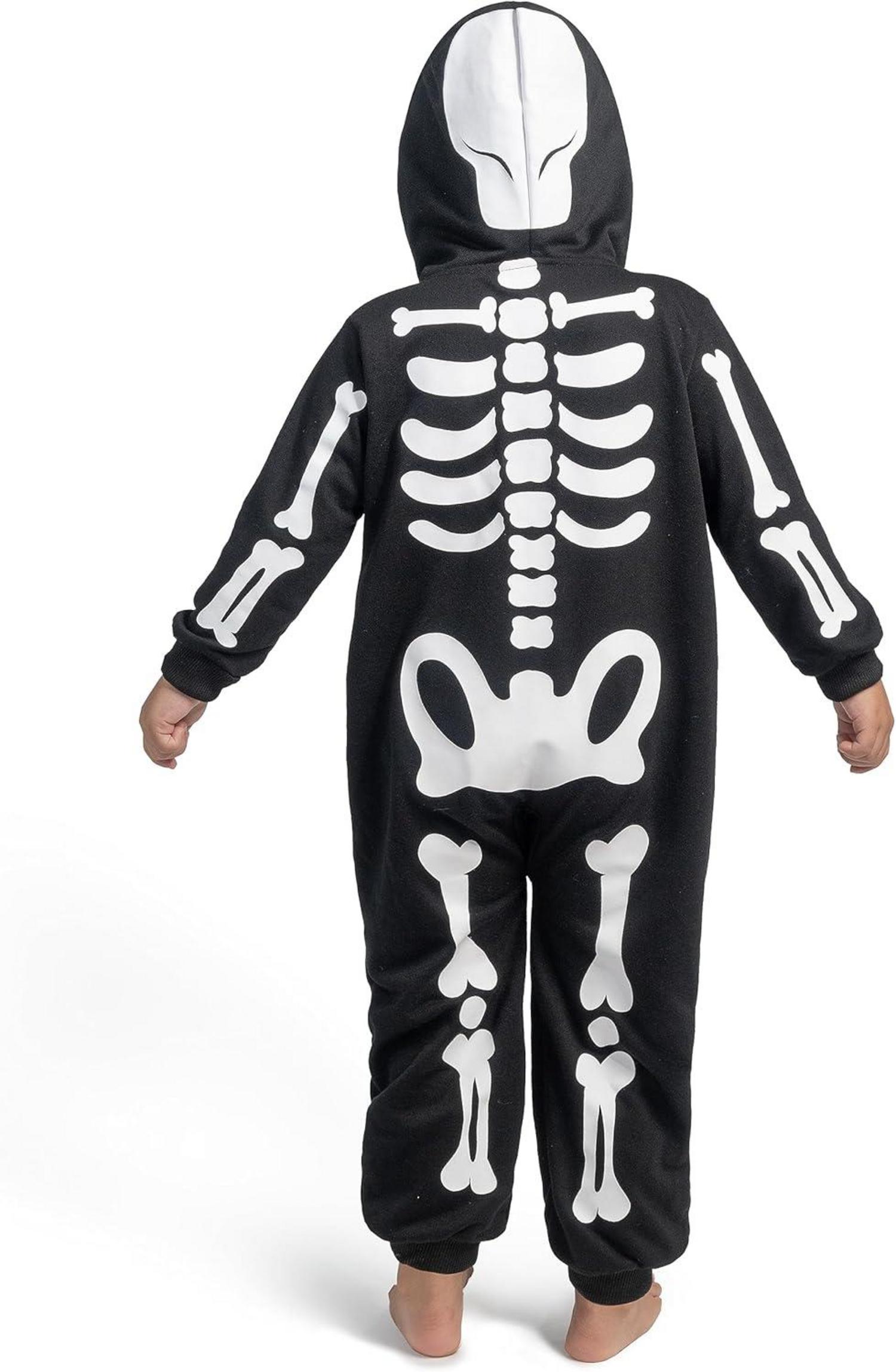 Schwarzer Skelett Jumpsuit Pyjama für Babys Halloween Cosplay 12-18 Monate