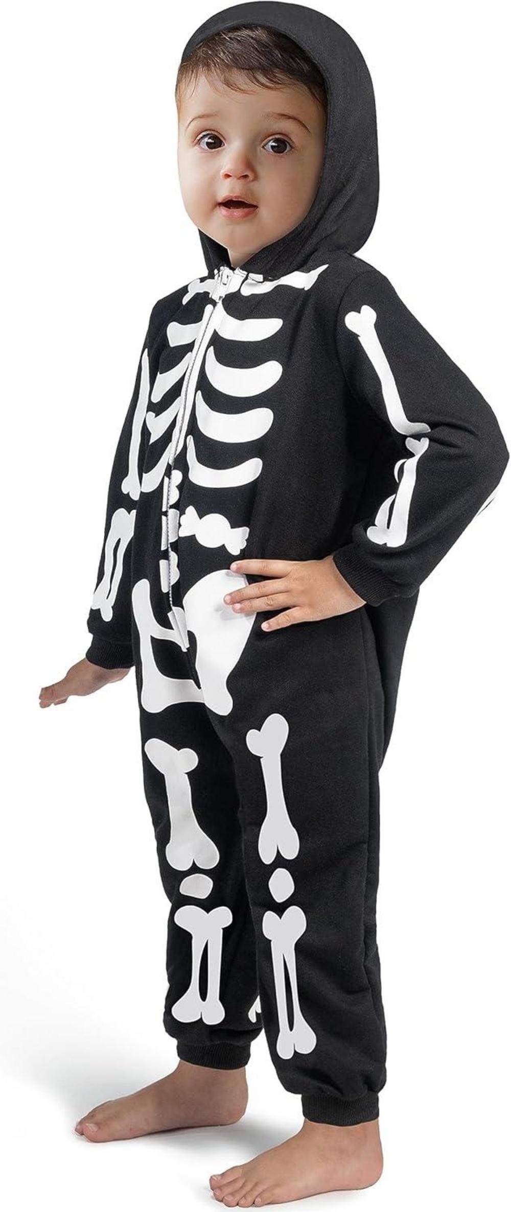 Skelett Jumpsuit Pyjama für Babys Halloween Cosplay Kostüm 12-18 Monate