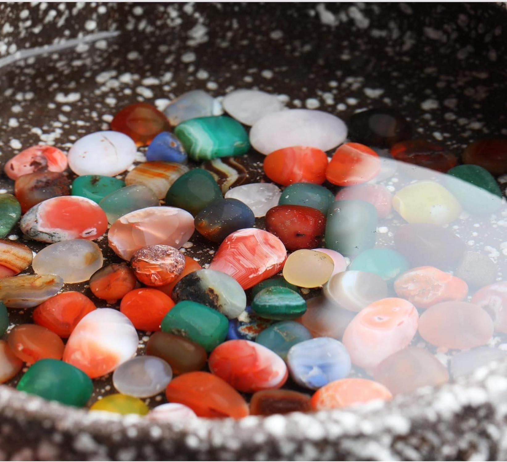 150g Buntes Edelsteine Set Natur Achat Kristall Trommelsteine Aquarium Deko