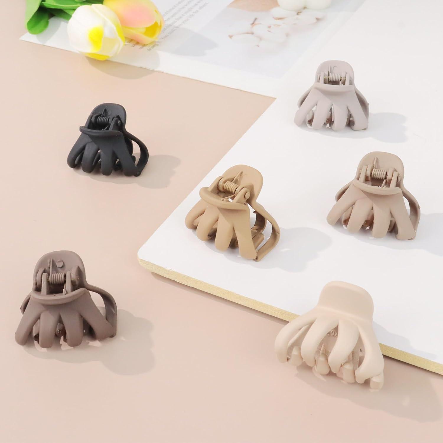 12 Stück Haarklammer Klein Octopus Haarspangen Damen 4cm Matt Fashion