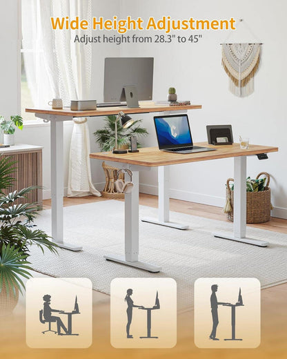 Höhenverstellbarer Elektrischer Schreibtisch 140x60 cm Stahl T-Beine