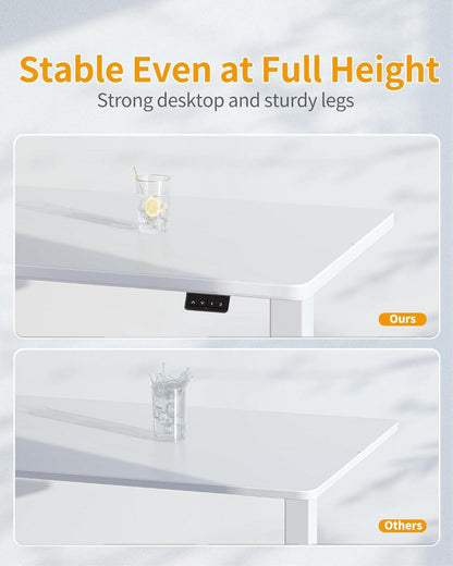 Höhenverstellbarer Schreibtisch 140x60 cm Elektrisch Weiß Stahl T-Beine