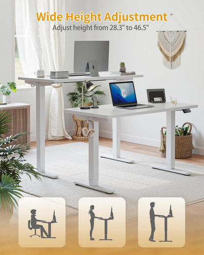 Schreibtisch Elektrisch Höhenverstellbar 140x60 cm T-Beine Stahl