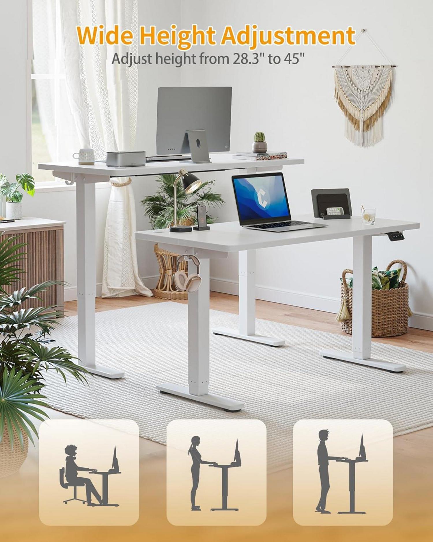 Elektrischer Schreibtisch Höhenverstellbar 100x60cm Stahl T-Beine