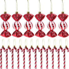 18 Stück Zuckerstangen Weihnachtskugeln Set Glitzer