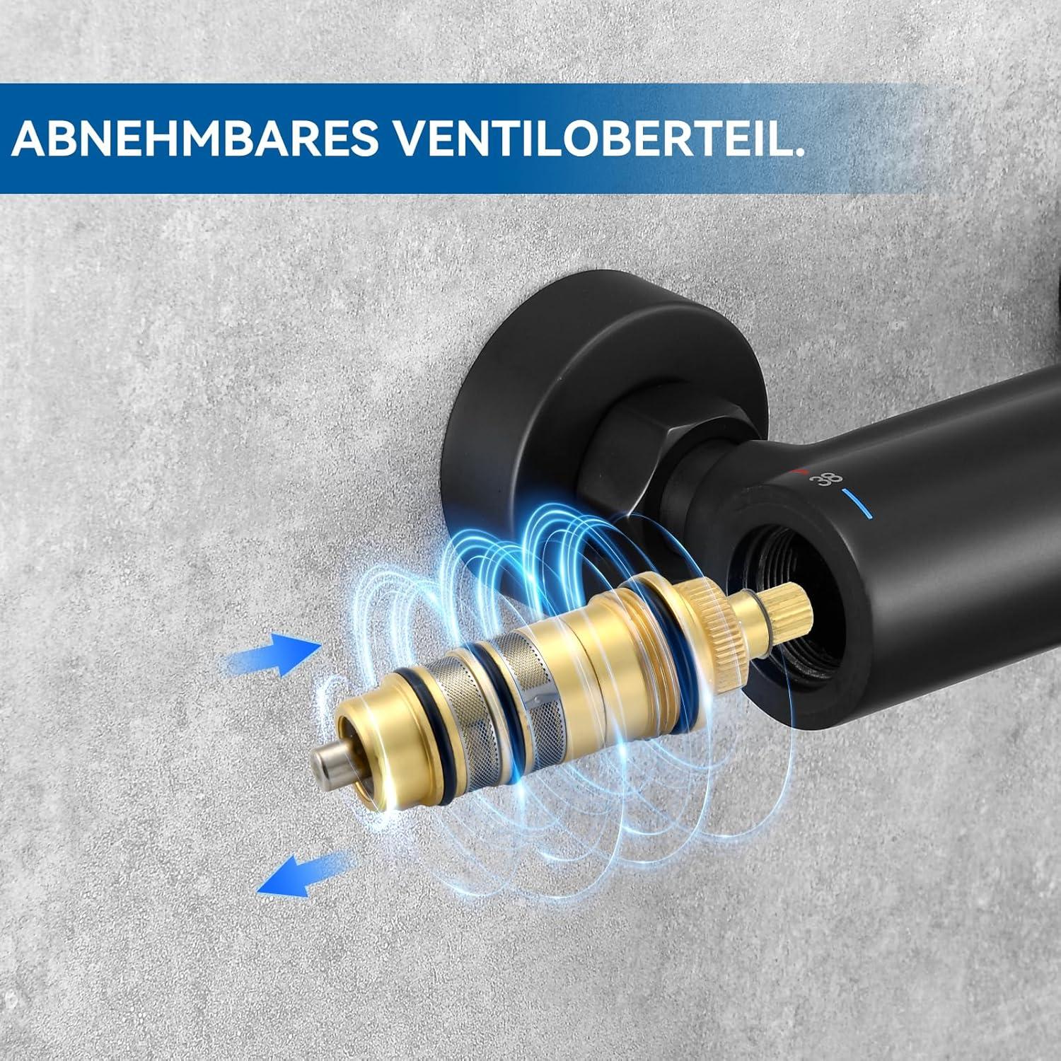 Thermostat Duscharmatur mit 38°C Sicherheitssperre für Dusche, Chrom, G1/2