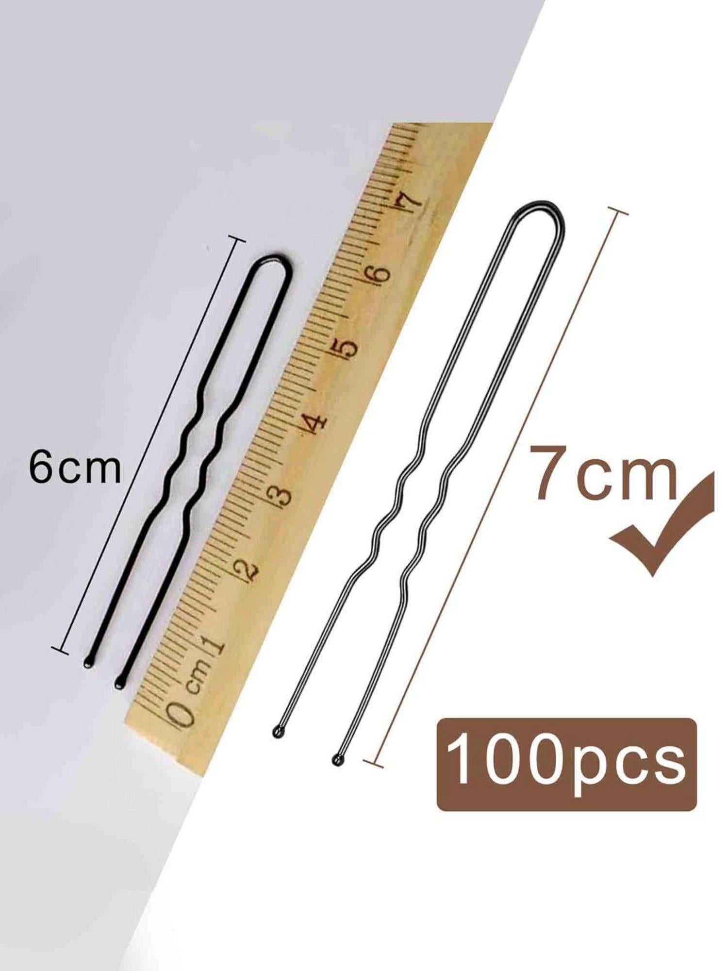100 Haarnadeln Schwarz Braun 7cm U-Form Bobby Pins Hair Pins