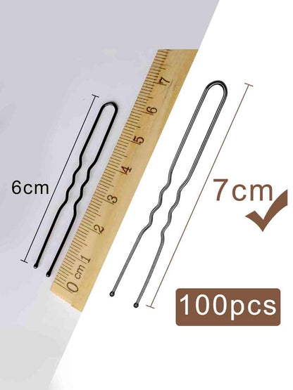 100 Haarnadeln Schwarz Braun 7cm U-Form Bobby Pins Hair Pins