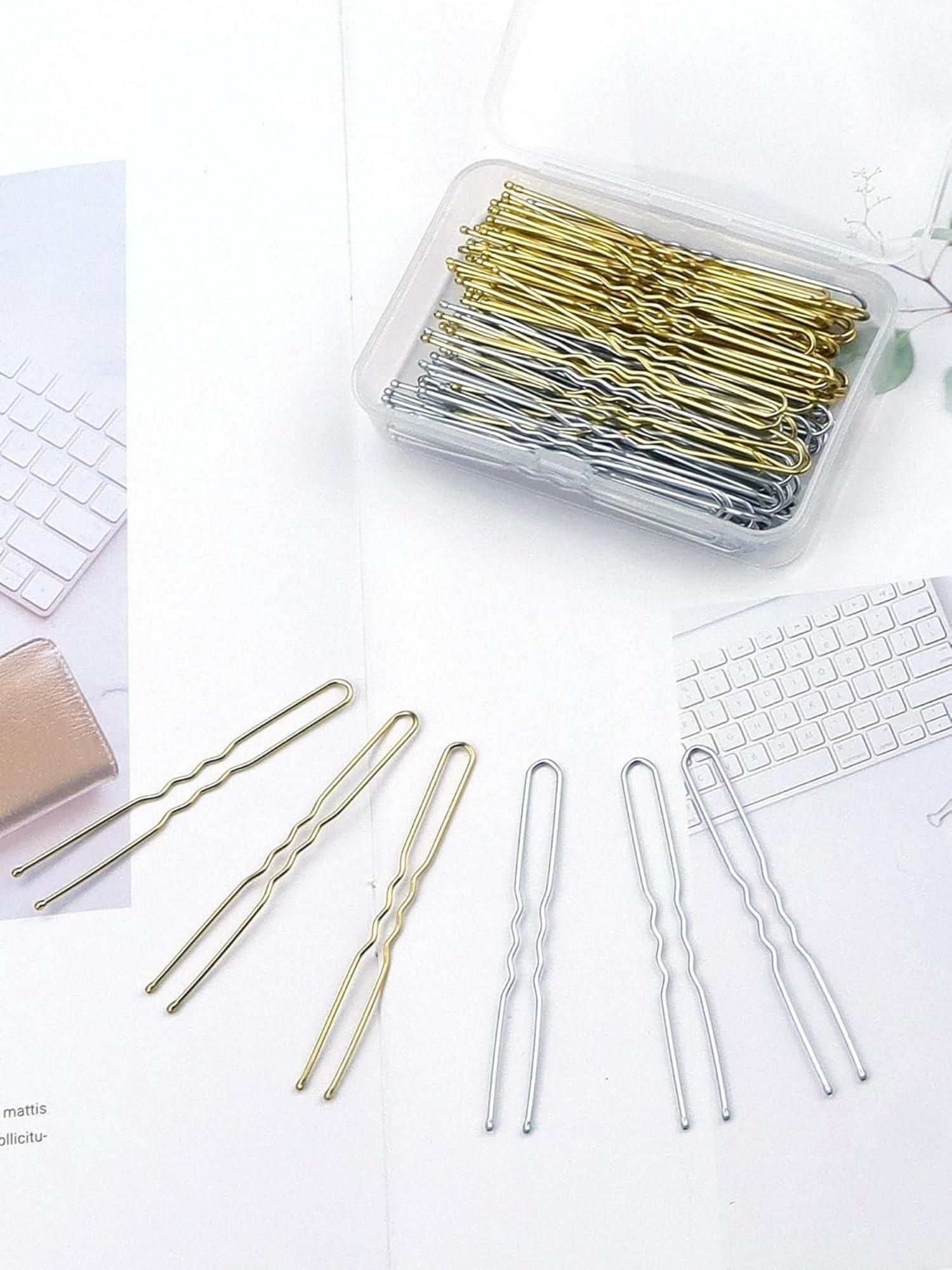 100 Stück U-förmige Haarnadeln Silber Gold 7cm Bobby Pins Hair Pins