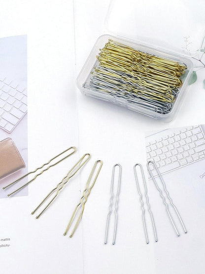 100 Stück U-förmige Haarnadeln Silber Gold 7cm Bobby Pins Hair Pins