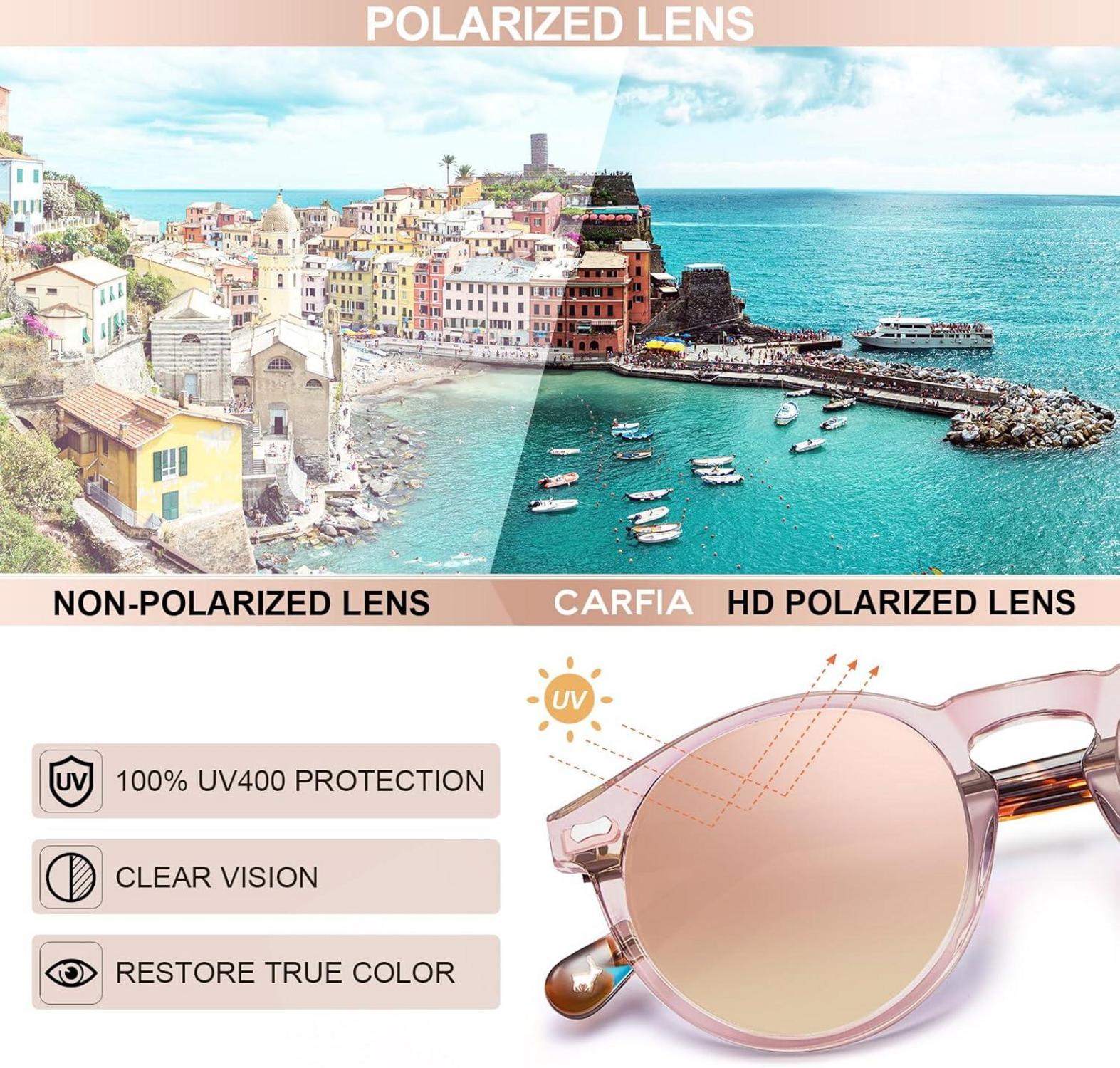 Runde Polarisierte Sonnenbrille Damen UV Schutz Vintage Style