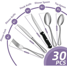 30-teiliges Besteckset für 6 Personen, Edelstahl, spülmaschinenfest